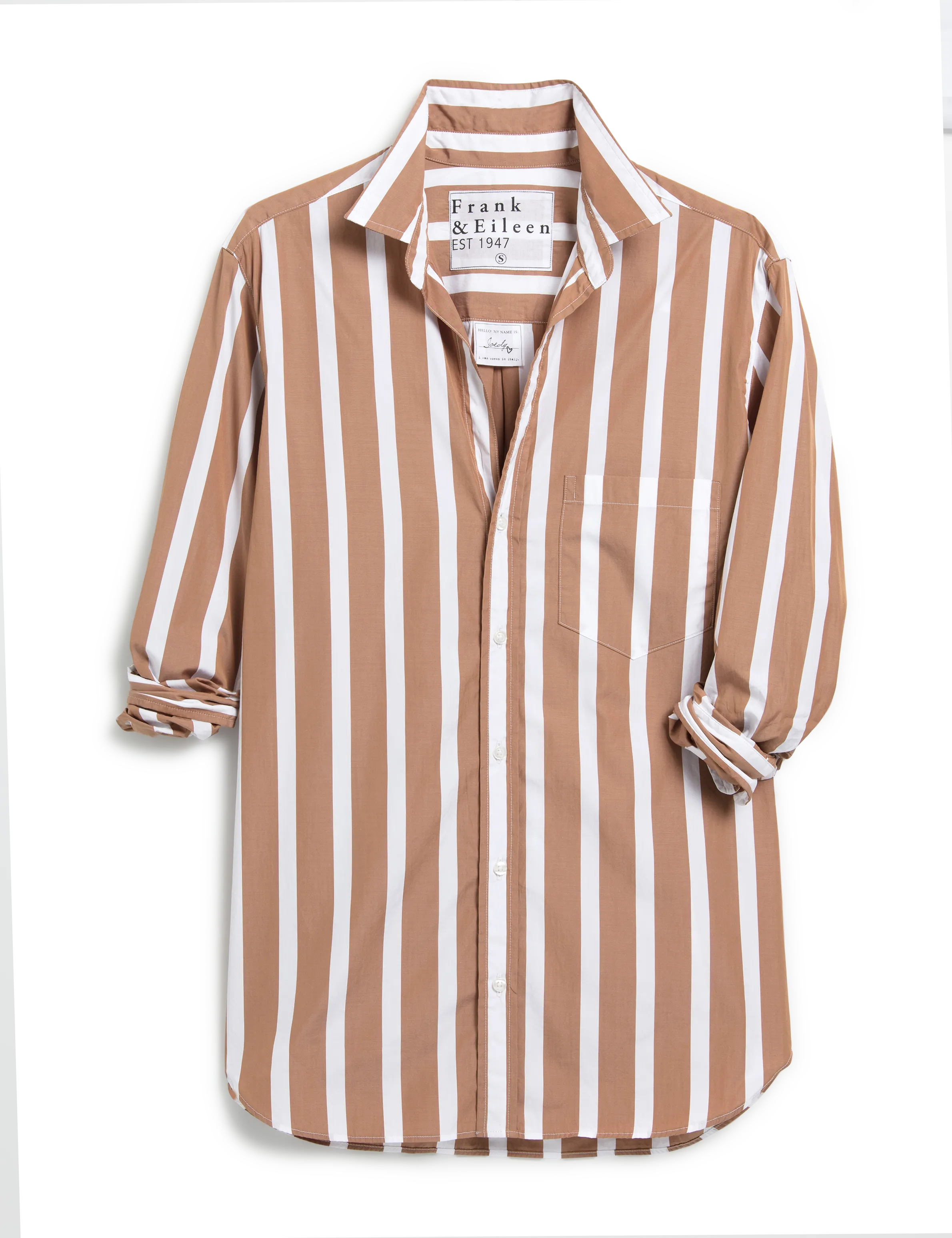 Frank & Eileen - Joedy Button Up Shirt in Camel Stripe