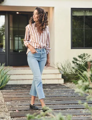 Frank & Eileen - Joedy Button Up Shirt in Camel Stripe