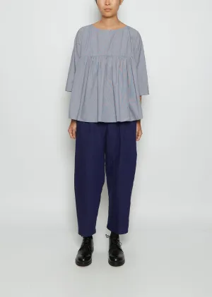 Gathered Cotton Top — Milk Electric Blue