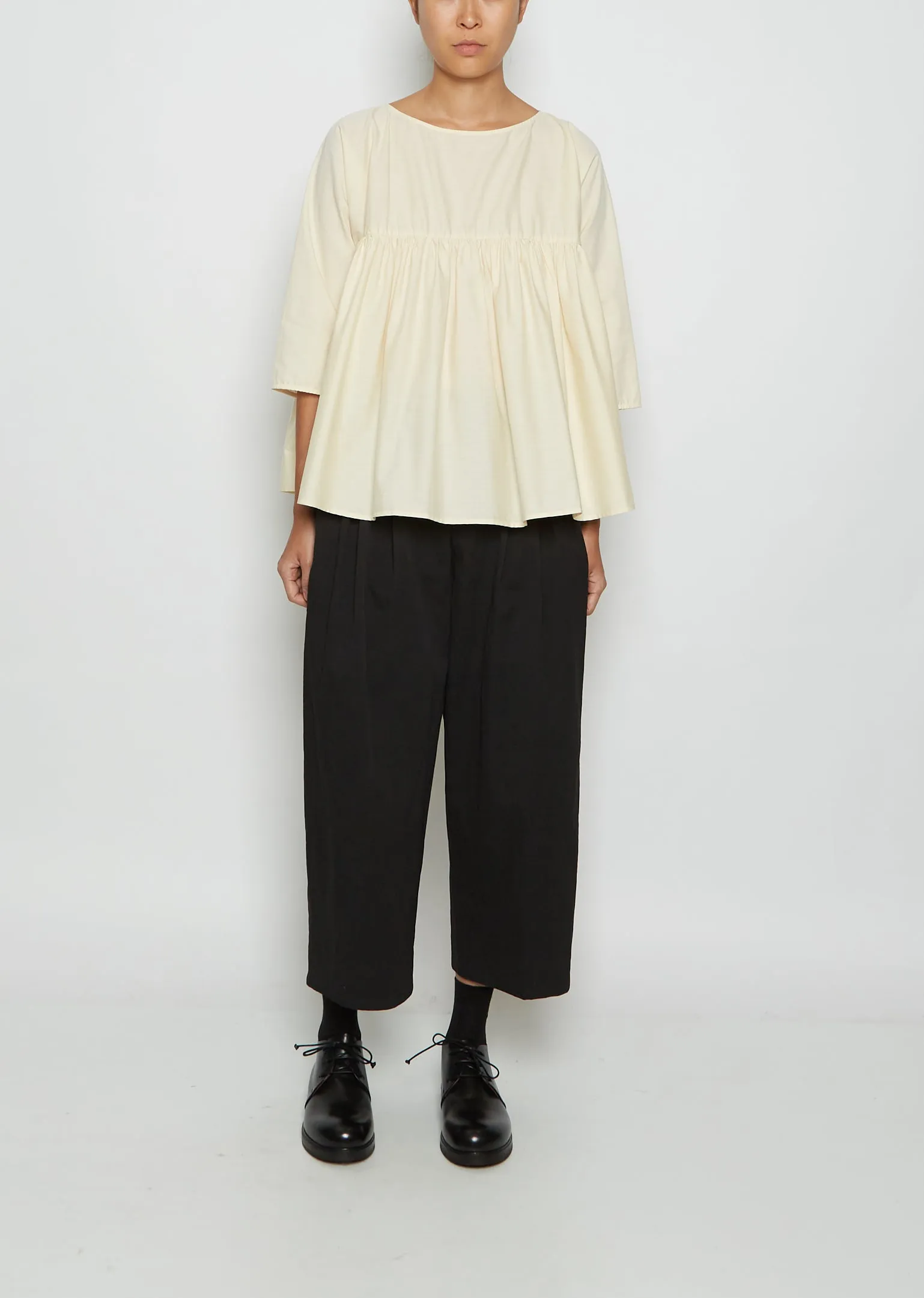 Gathered Cotton Top — Milk