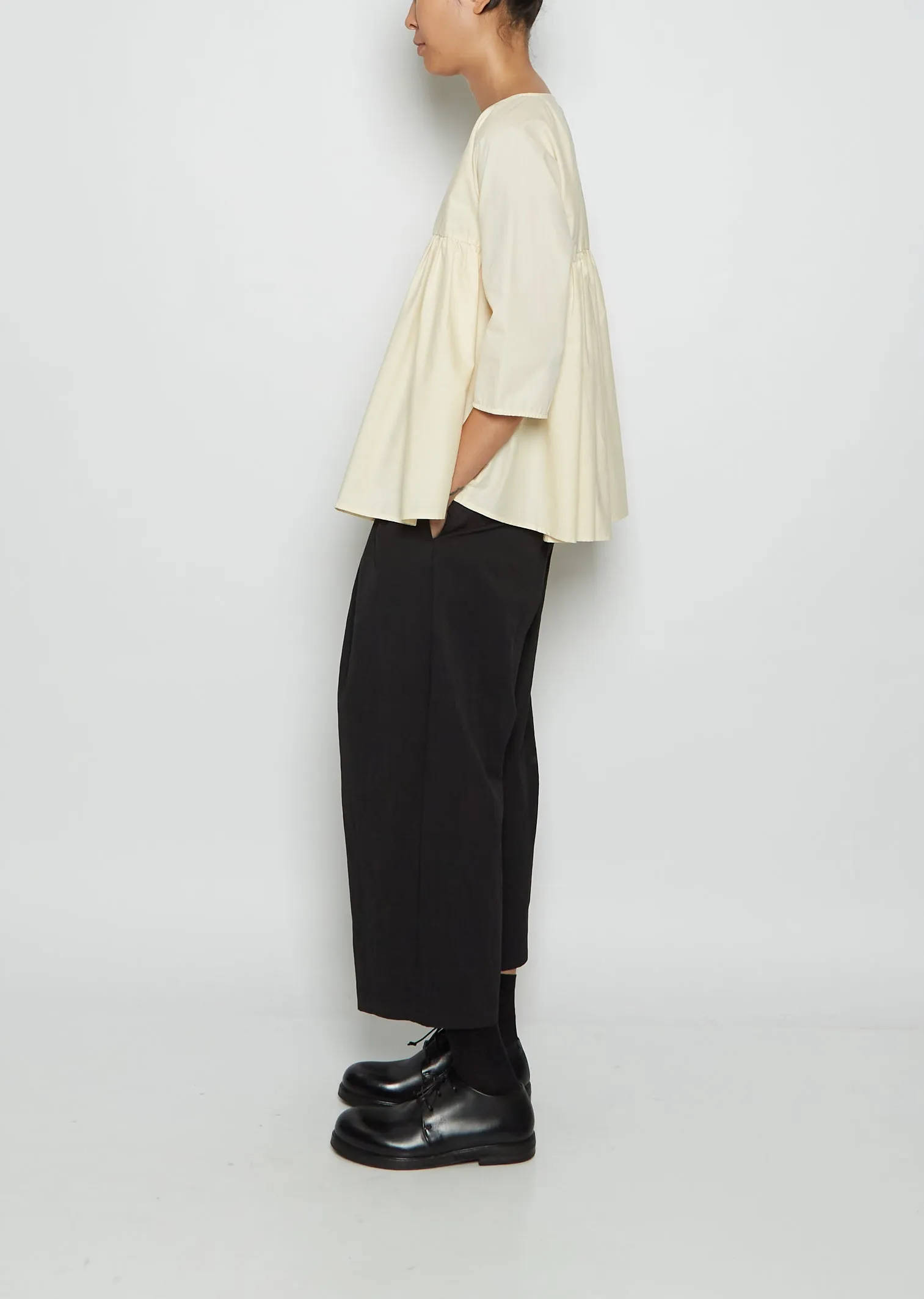 Gathered Cotton Top — Milk