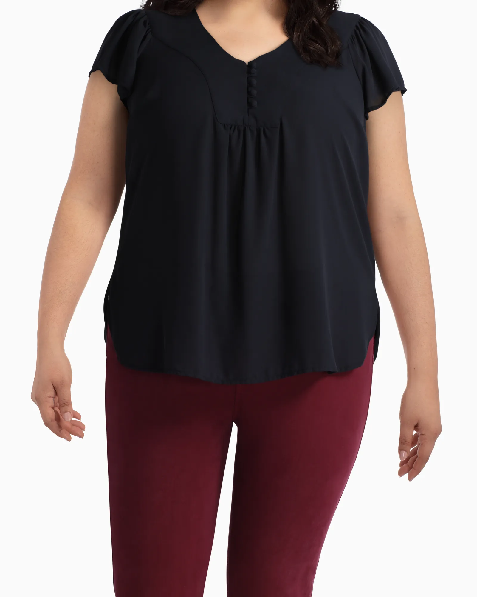 Josephine Flutter Sleeve Blouse | Black