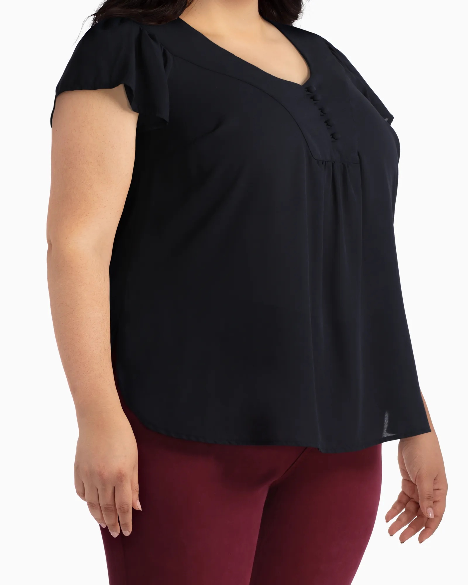 Josephine Flutter Sleeve Blouse | Black