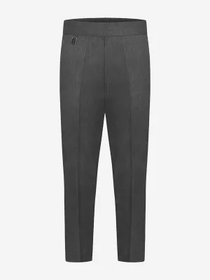 Zeco Boys School Elastic Back Pull-Up Slim Fit Trousers in Grey